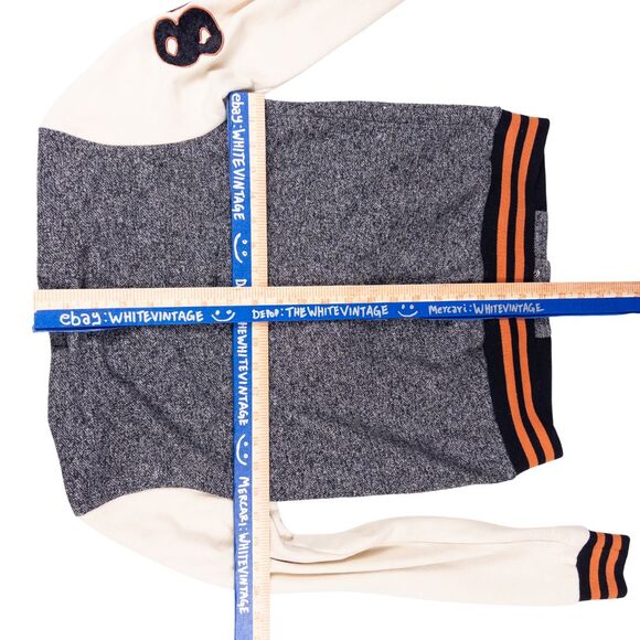 Stussy Women’s Varsity Bomber Hoodie S Gray Cream Orange Crown Logo Y2K - Picture 2 of 7